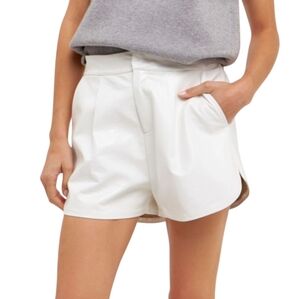 Women's Faux Leather Shimmery Pearl White Shorts Size M NWT